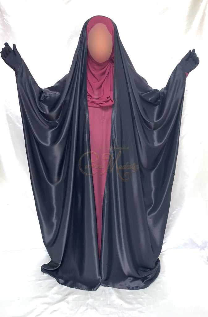 Satin Open Jilbab W/fingerloop