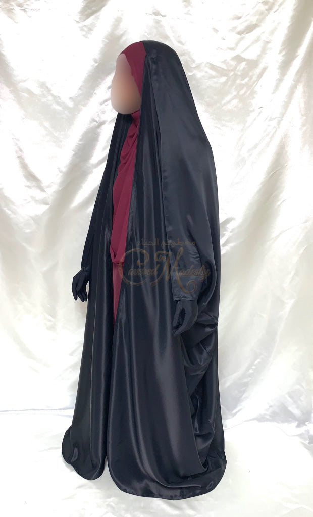 Satin Open Jilbab W/fingerloop