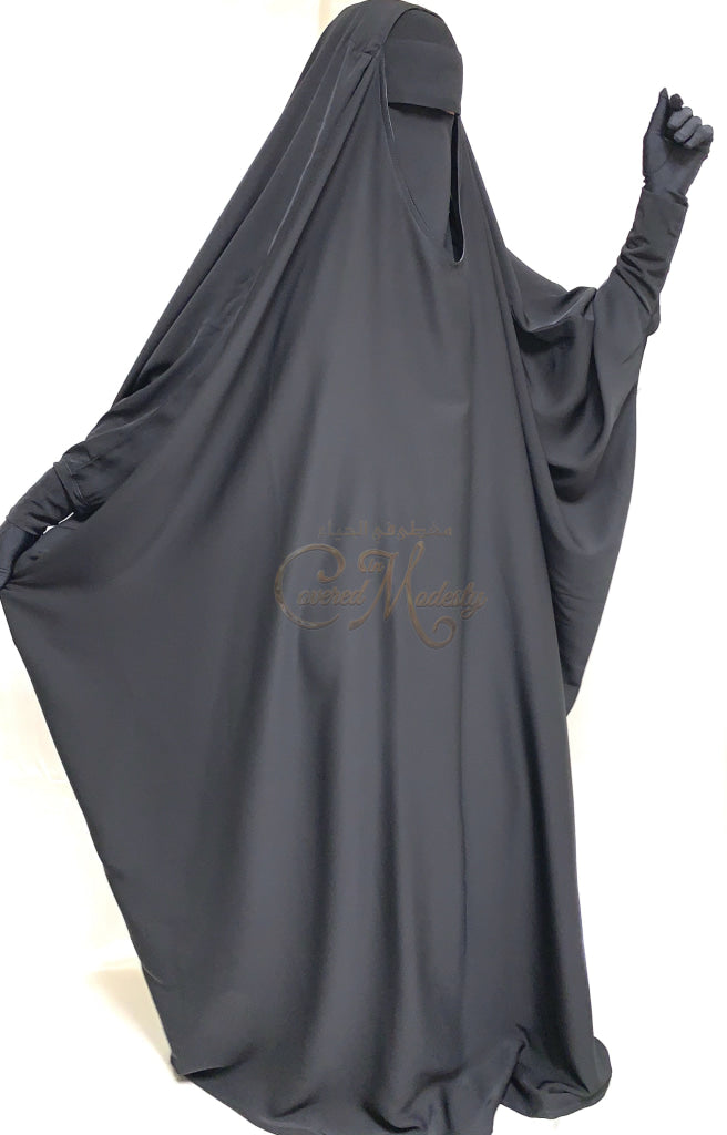 Saudi Jilbab W/jersey Knit Sleeve