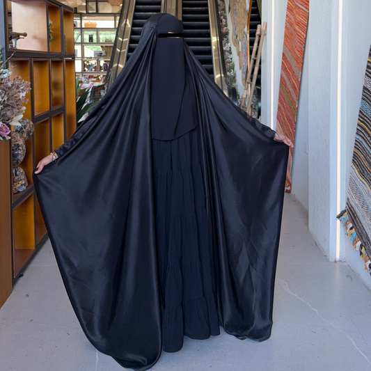 Satin Open Jilbab w/fingerloop