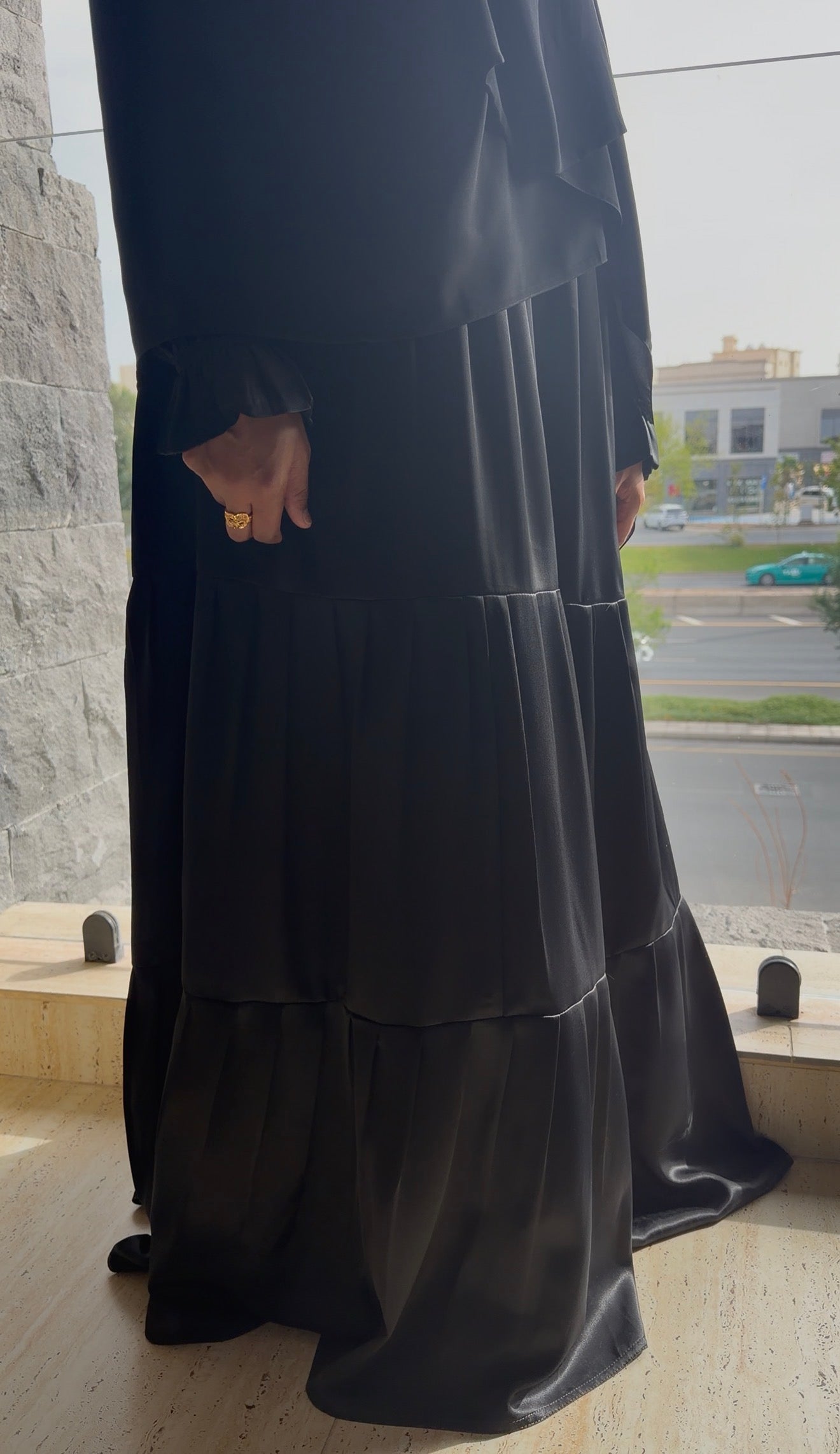 Satin Top Tiered Abaya