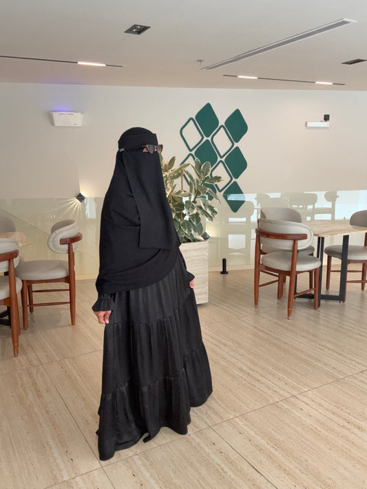 Satin Top Tiered Abaya