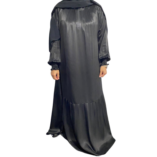 Satin Pleated Abaya