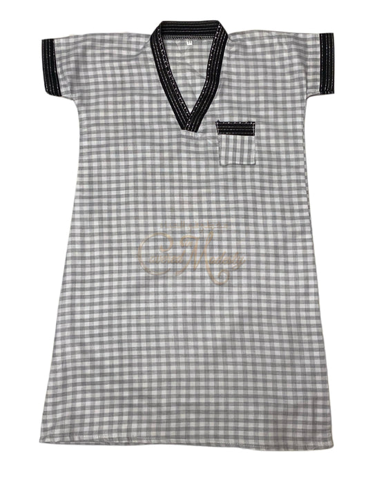 Boys Short Sleeve Thobe Checkered