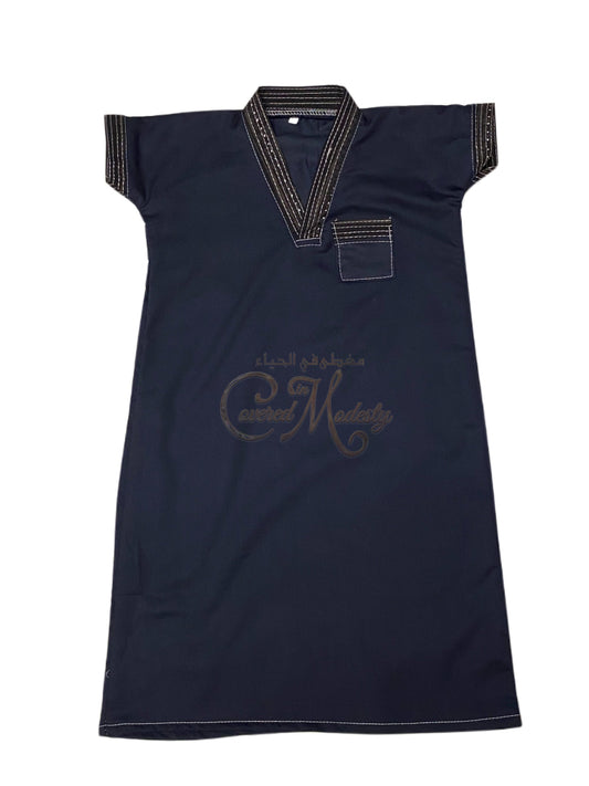 Boys Short Sleeve Thobe Navy