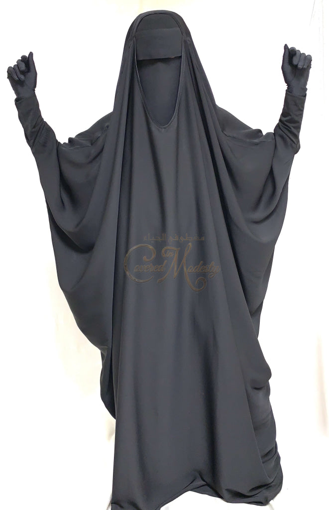 Saudi Jilbab W/jersey Knit Sleeve