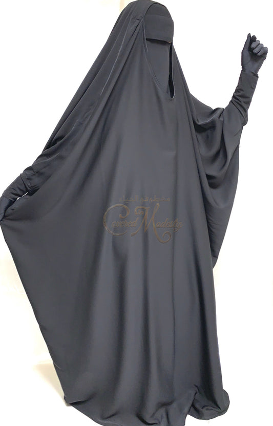 Saudi Jilbab W/jersey Knit Sleeve